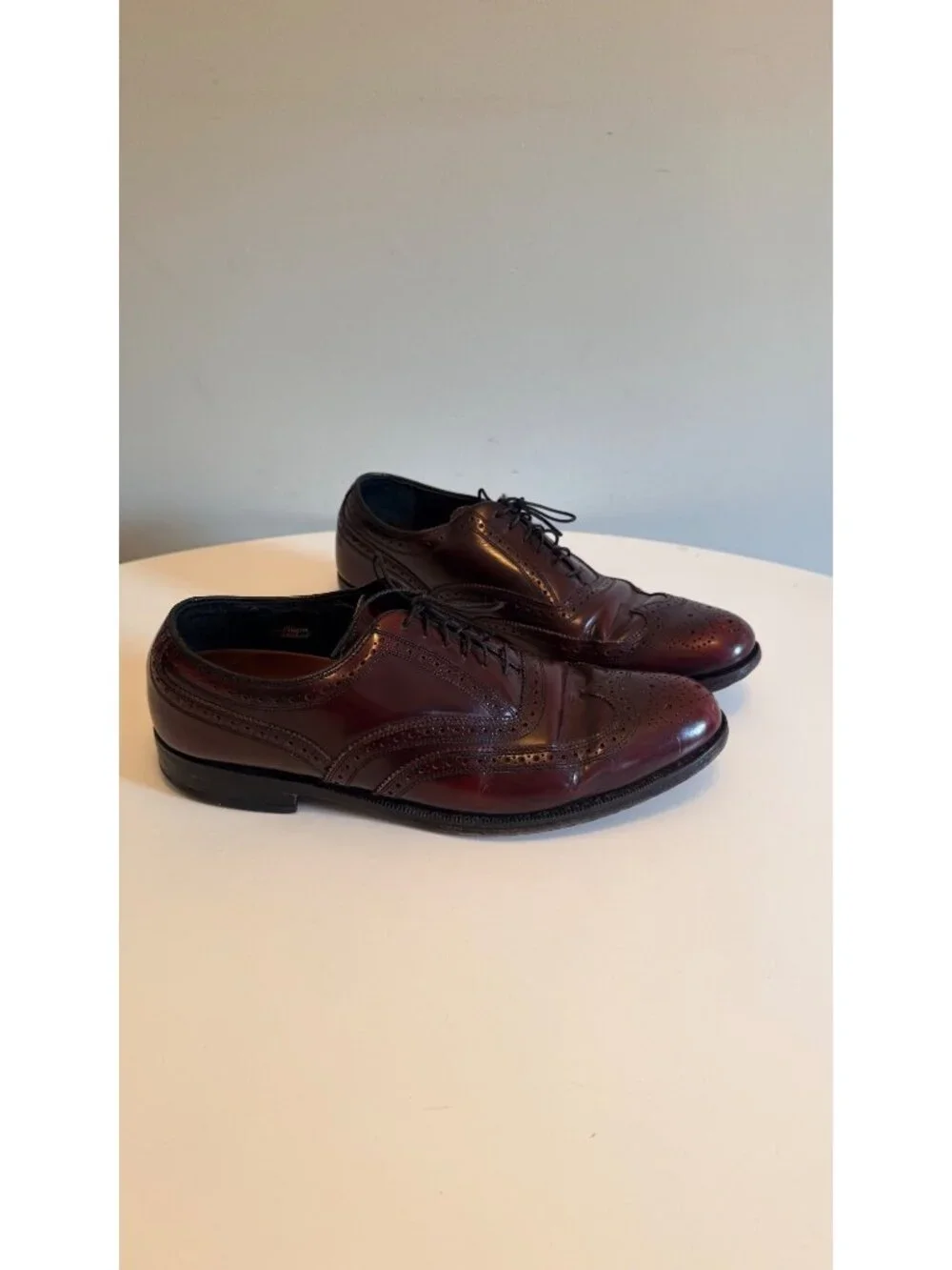 Florsheim Mens Burgundy Leather Wingtip Oxford Dress Shoes Size 9D Made In USA